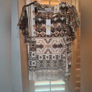 Calvin Klein Brown Geometric Women's Blouse